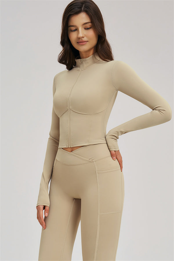 Zip Jacket + Flared Leggings 2-Piece Set