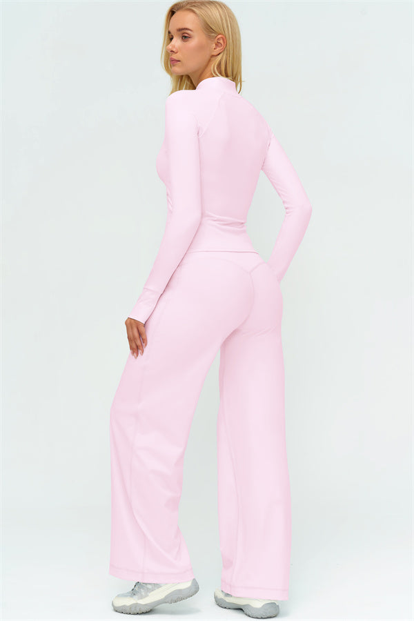 Zip Jacket New Straight Leg Pants 2-Piece Set