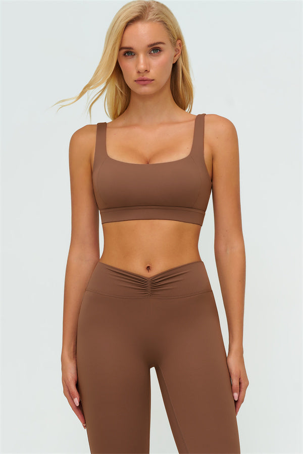 V-Back Sports Bra Flared Leggings 2-Piece Set