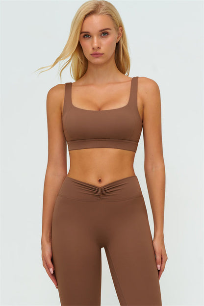 V-Back Sports Bra Flared Leggings 2-Piece Set