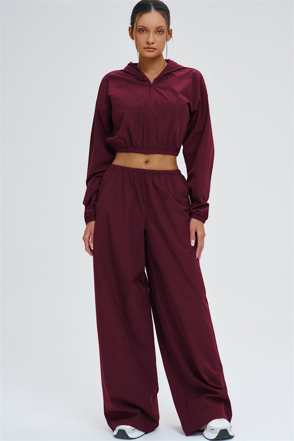 Crop Hoodie + Sweatpants 2-Piece Set