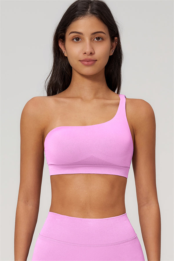 One-Shoulder Sports Bra Shorts 2-Piece Set