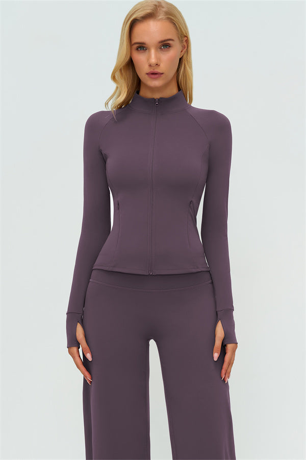 Zip Jacket New Straight Leg Pants 2-Piece Set