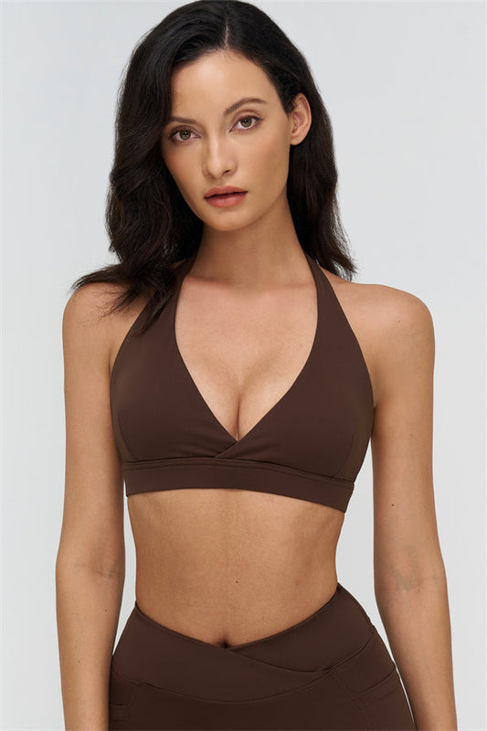 Deep V-Neckline Sports Bra