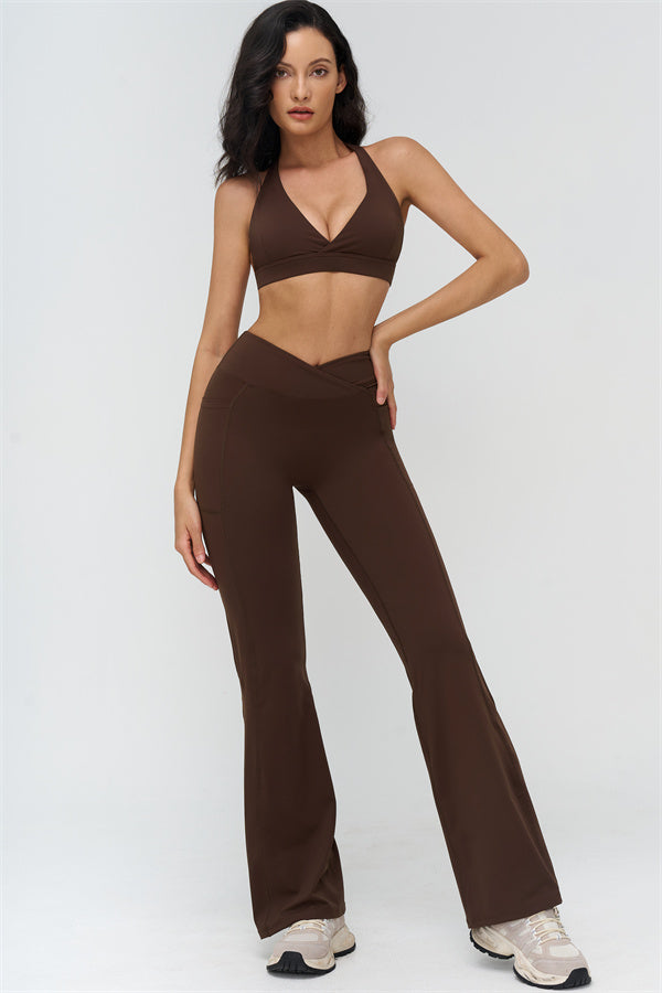 Deep V-Neckline Sports Bra