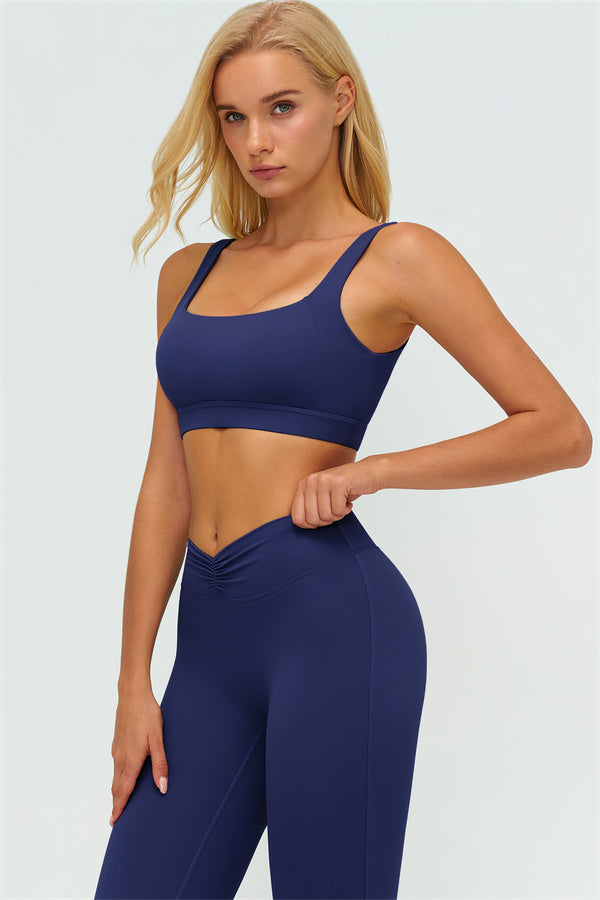 V-Back Sports Bra Flared Leggings 2-Piece Set