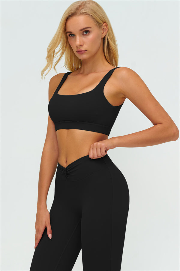 V-Back Sports Bra Flared Leggings 2-Piece Set
