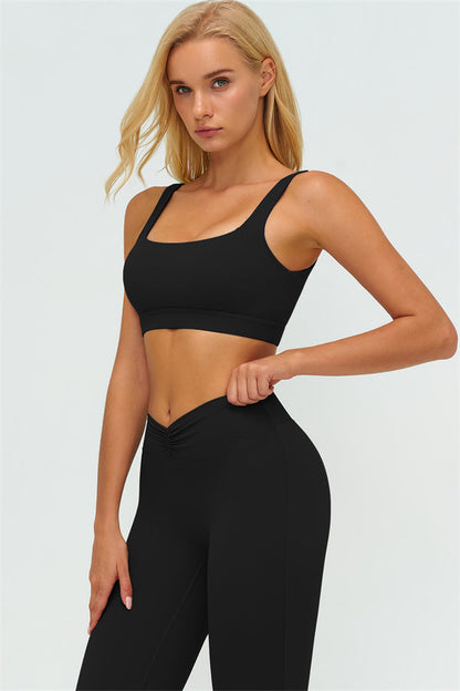 V-Back Sports Bra Flared Leggings 2-Piece Set