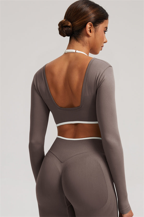 Long Sleeve Crop top Shorts 2-Piece Set