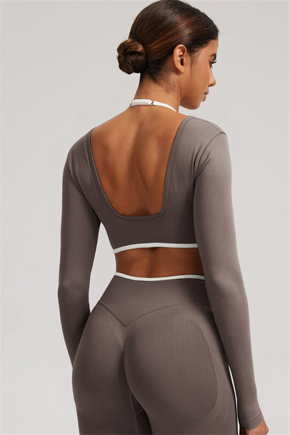 Long Sleeve Crop top Shorts 2-Piece Set