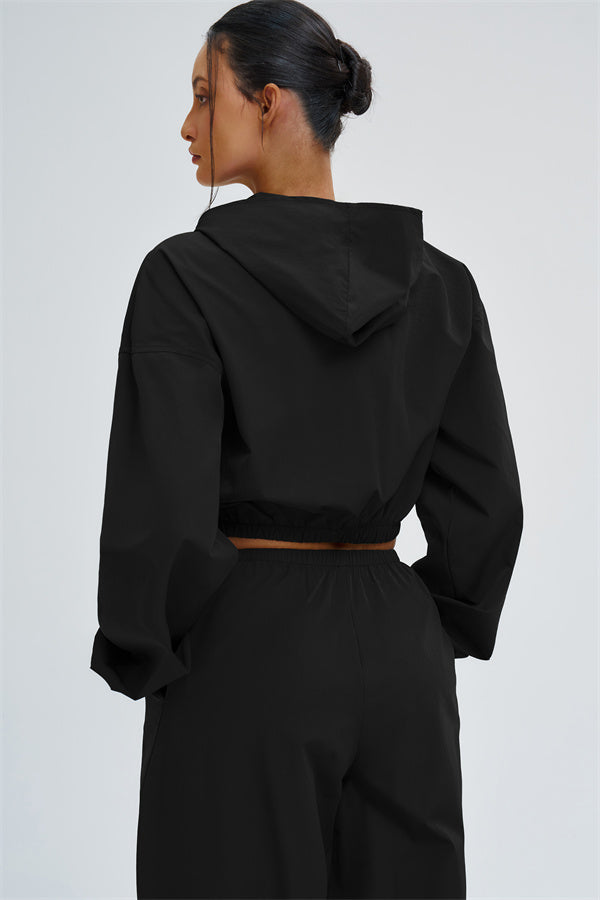 Crop Hoodie + Sweatpants 2-Piece Set