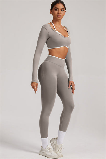 Long Sleeve + Crop Top Leggings 2-Piece Set