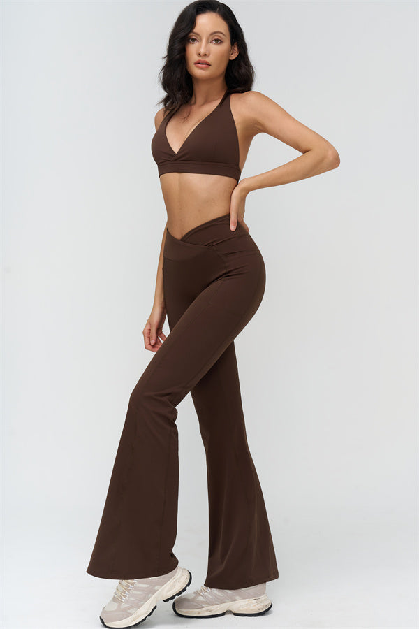 Deep V-Neckline Sports Bra