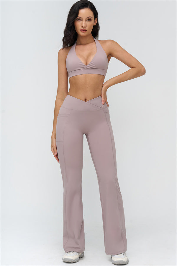 Deep V-Neckline Sports Bra