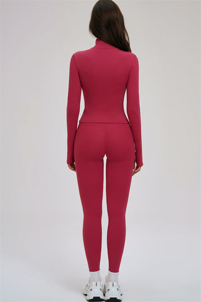 Zip Jacket Cross Back Sports Bra Leggings 3-Piece Set
