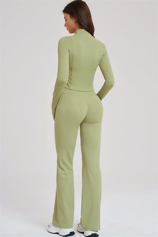 Zip Jacket + Flared Leggings 2-Piece Set