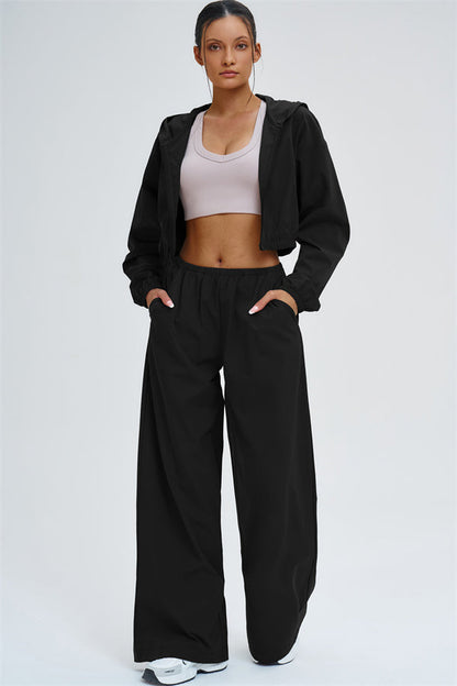 Crop Hoodie + Sweatpants 2-Piece Set