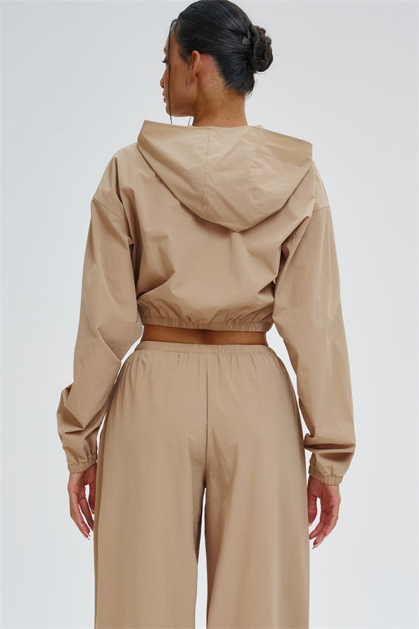 Crop Hoodie + Sweatpants 2-Piece Set