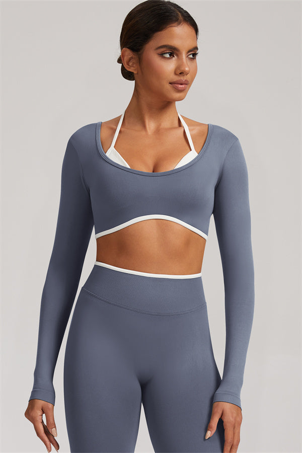 Long Sleeve + Crop Top Leggings 2-Piece Set