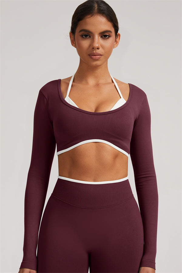 Long Sleeve Crop top Shorts 2-Piece Set