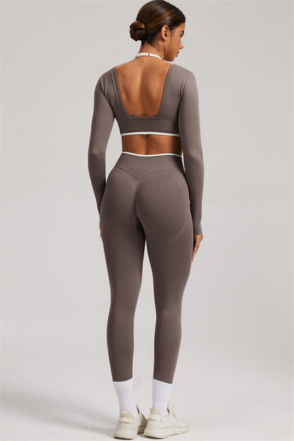 Long Sleeve + Crop Top Leggings 2-Piece Set
