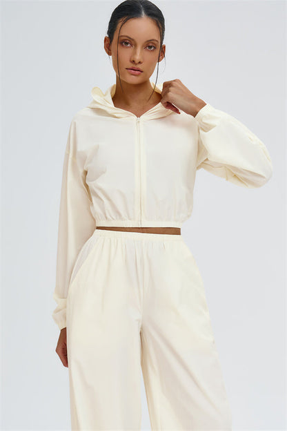 Crop Hoodie + Sweatpants 2-Piece Set