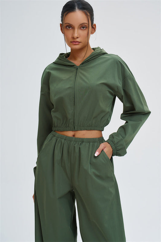 Crop Hoodie + Sweatpants 2-Piece Set