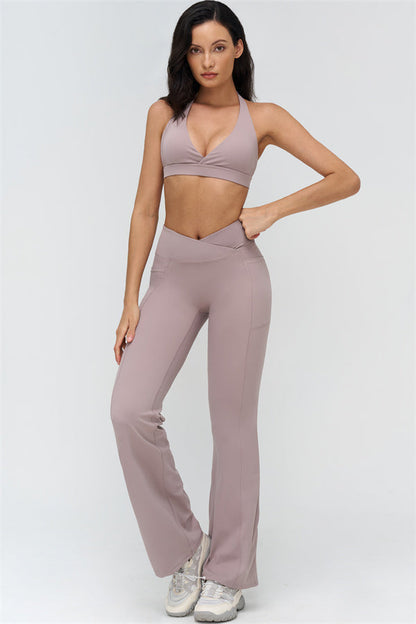Deep V-Neckline Sports Bra