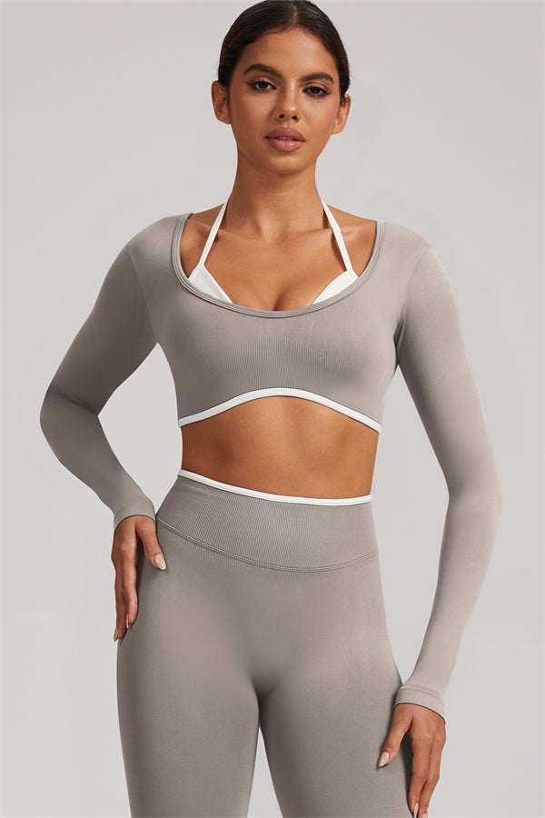 Long Sleeve + Crop Top Leggings 2-Piece Set