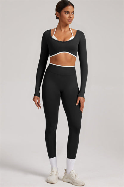 Long Sleeve + Crop Top Leggings 2-Piece Set