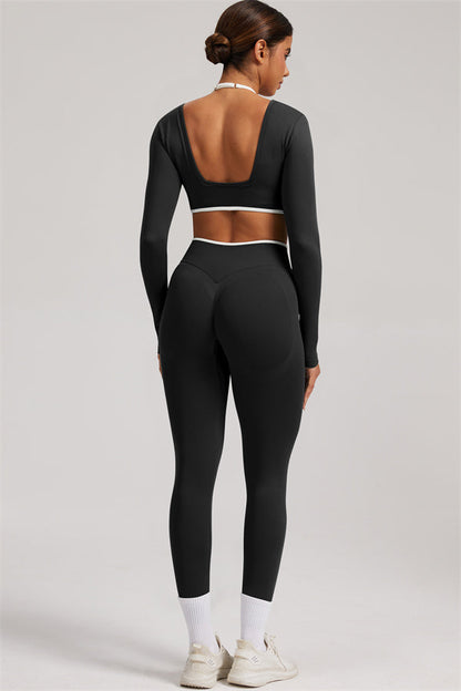 Long Sleeve + Crop Top Leggings 2-Piece Set