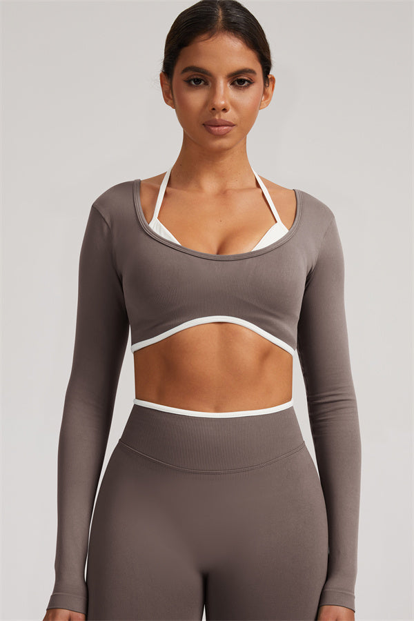 Long Sleeve + Crop Top Leggings 2-Piece Set
