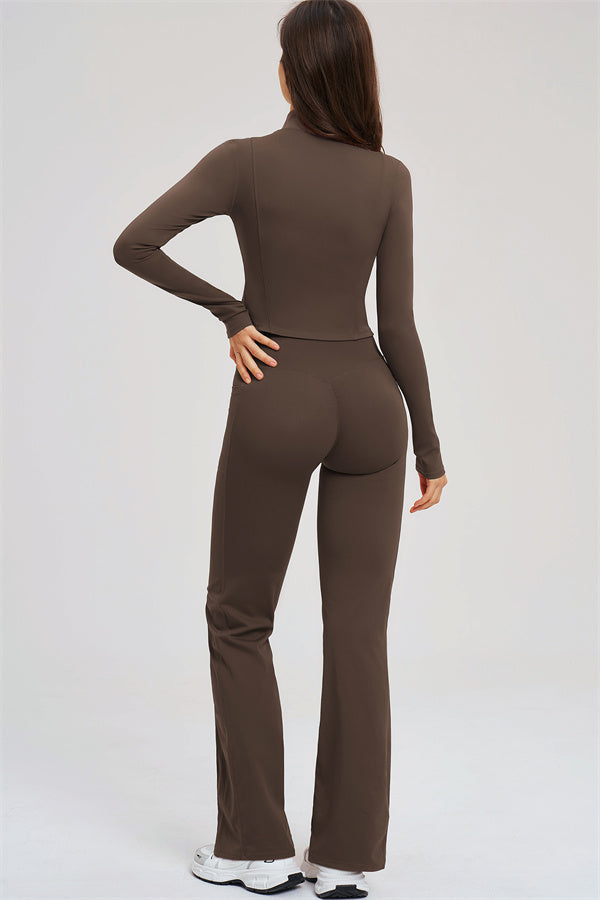 Zip Jacket + Flared Leggings 2-Piece Set