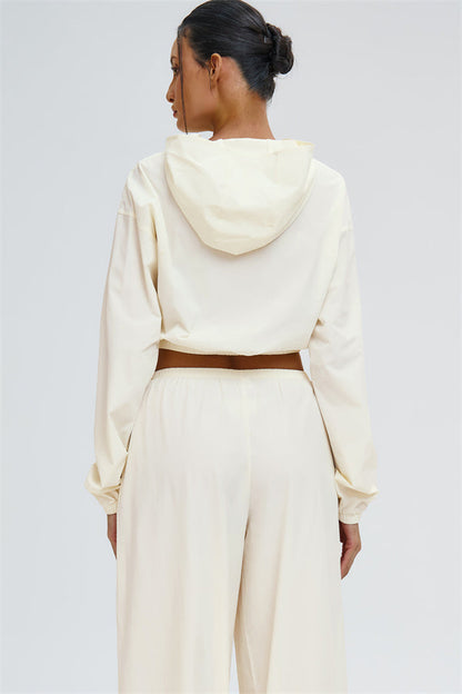 Crop Hoodie + Sweatpants 2-Piece Set