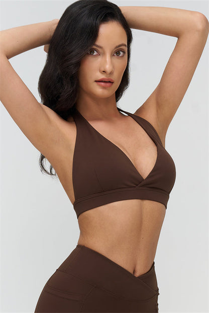 Deep V-Neckline Sports Bra