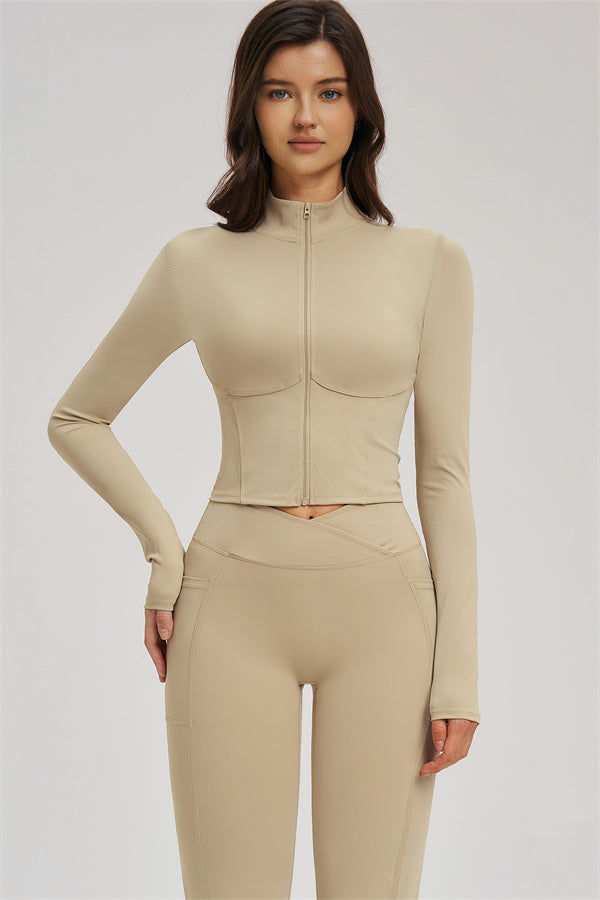 Zip Jacket + Flared Leggings 2-Piece Set