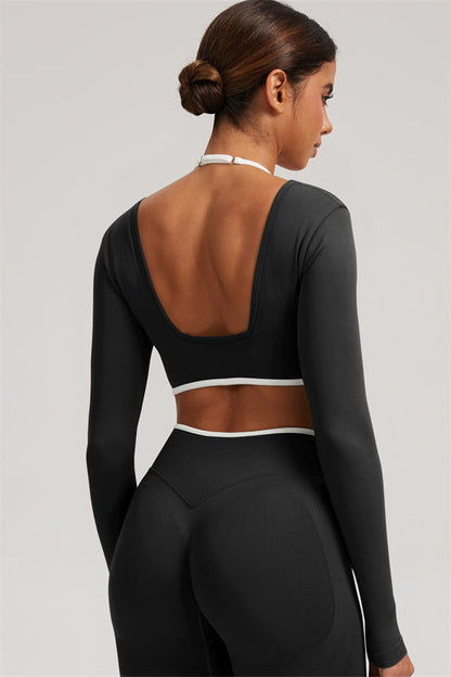 Long Sleeve + Crop Top Leggings 2-Piece Set