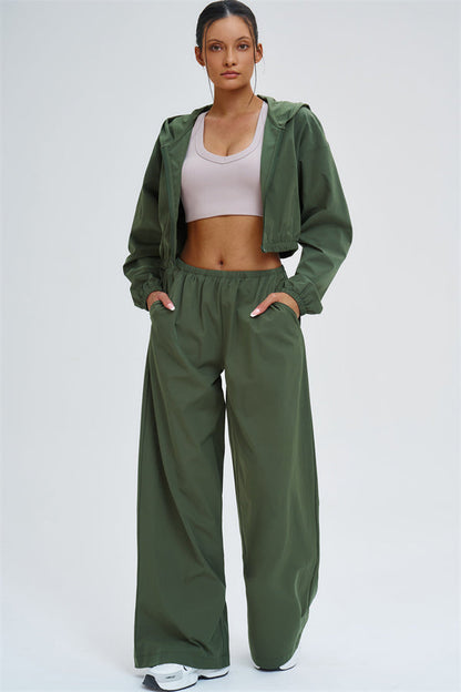Crop Hoodie + Sweatpants 2-Piece Set
