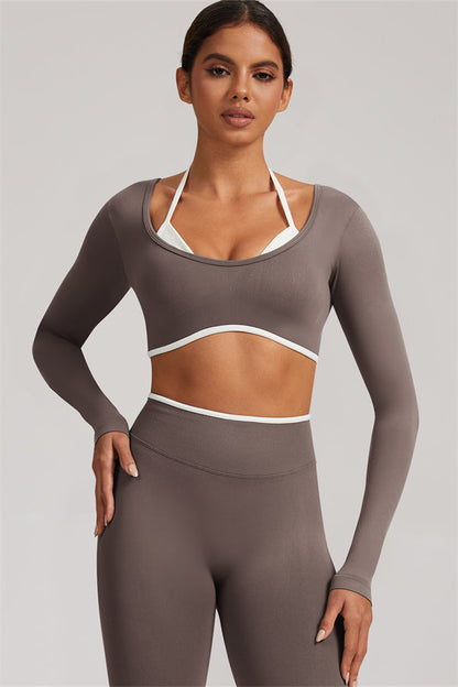 Long Sleeve + Crop Top Leggings 2-Piece Set