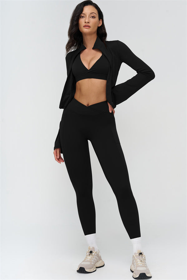Deep V-Neckline Sports Bra
