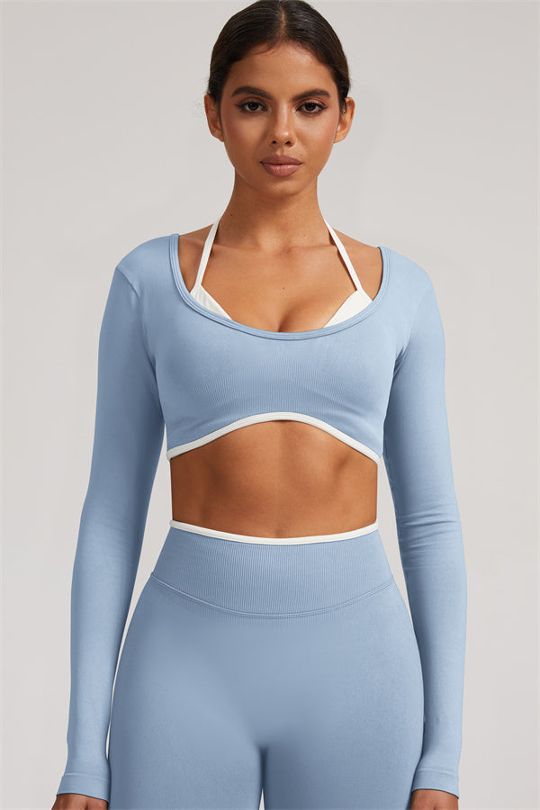 Long Sleeve Crop top Shorts 2-Piece Set