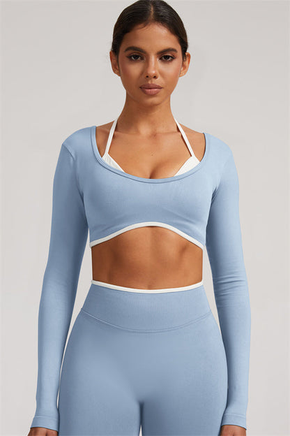 Long Sleeve Crop top Shorts 2-Piece Set