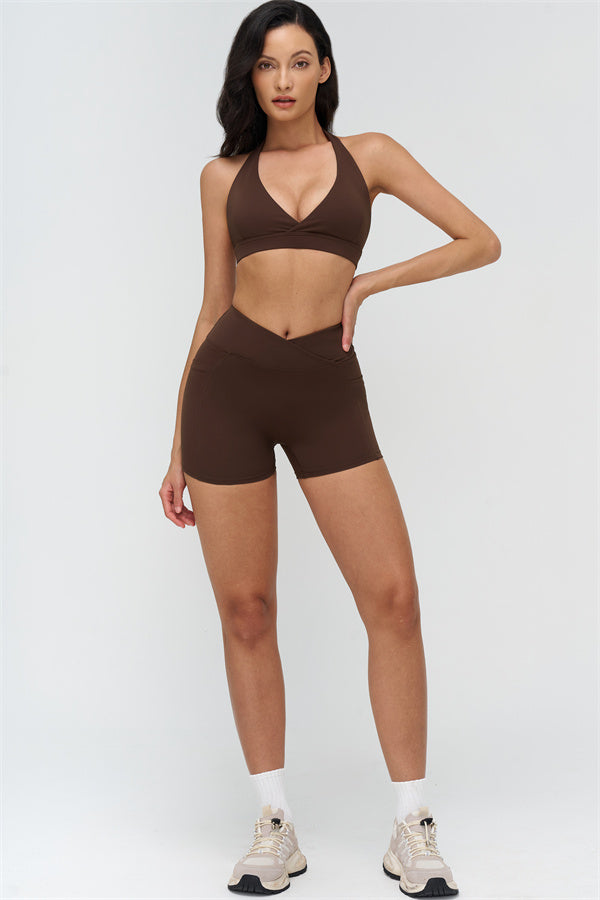 Deep V-Neckline Sports Bra