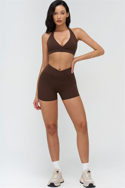 Deep V-Neckline Sports Bra