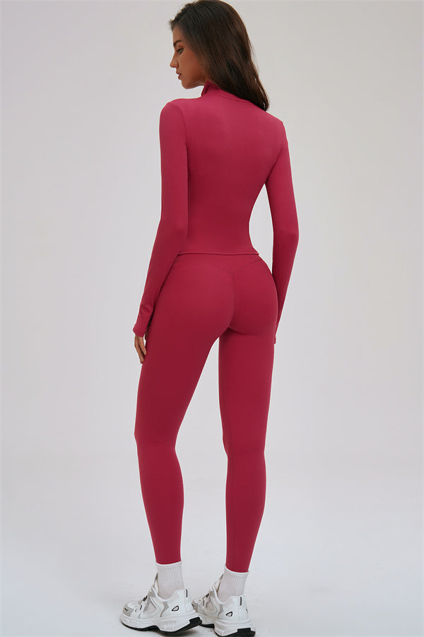Zip Jacket Cross Back Sports Bra Leggings 3-Piece Set