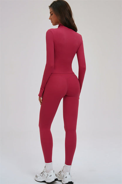Zip Jacket Cross Back Sports Bra Leggings 3-Piece Set