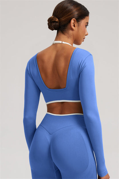 Long Sleeve Crop top Shorts 2-Piece Set