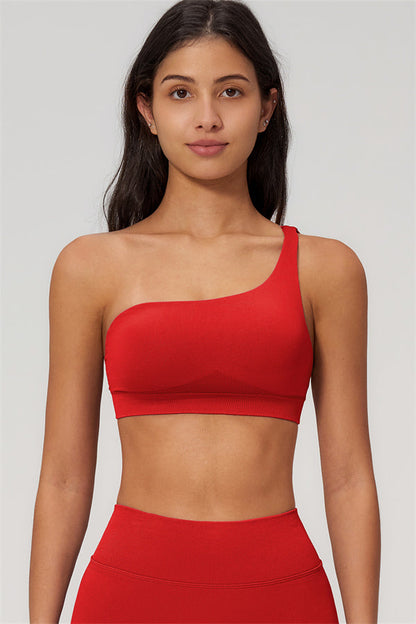 One-Shoulder Sports Bra Shorts 2-Piece Set