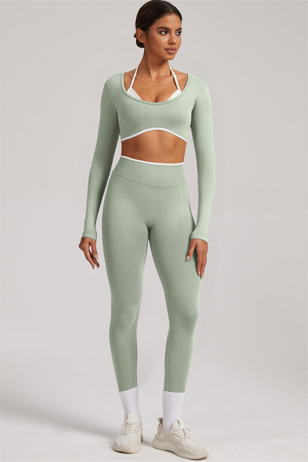 Long Sleeve + Crop Top Leggings 2-Piece Set