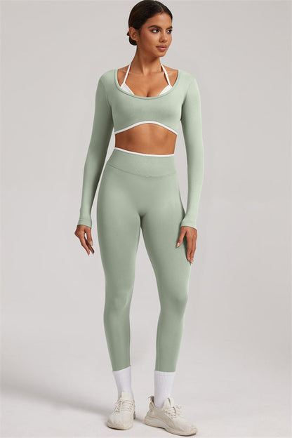 Long Sleeve + Crop Top Leggings 2-Piece Set
